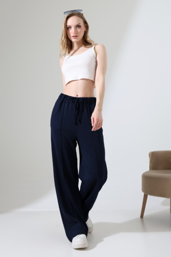 22060 KADIN DOUBLEFACE YUMUŞAK DOKU ÖNÜ ÇIMALI PAÇASI AÇIK EŞOFMAN PANTOLON 