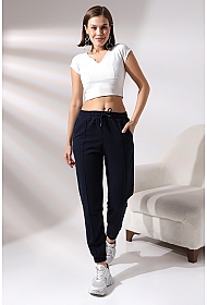 21304  KADIN CEPLİ ÖNÜ ÇIMALI PAÇASI LAST.GENİŞ 2 İP PANTOLON 