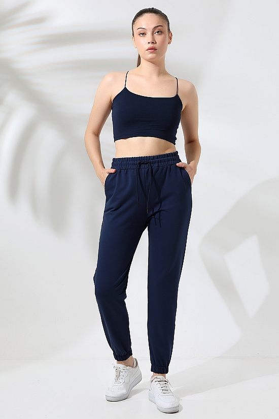 21633 KADIN FULL LYC PENYE COMPACKT 2 İPLİK CEPLİ PAÇASI LAST. EŞOFMAN PANTOLON 