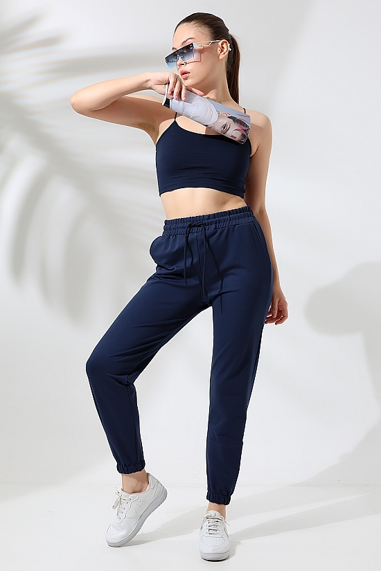 21633 KADIN FULL LYC PENYE COMPACKT 2 İPLİK CEPLİ PAÇASI LAST. EŞOFMAN PANTOLON 