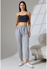 21633 KADIN FULL LYC PENYE KOMPAKT 2 İPLİK CEPLİ PAÇASI LAST. EŞOFMAN PANTOLON 