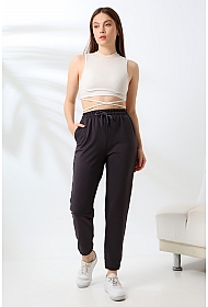 21633 KADIN FULL LYC PENYE KOMPAKT 2 İPLİK CEPLİ PAÇASI LAST. EŞOFMAN PANTOLON 