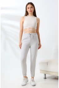 21633 KADIN FULL LYC PENYE KOMPAKT 2 İPLİK CEPLİ PAÇASI LAST. EŞOFMAN PANTOLON 