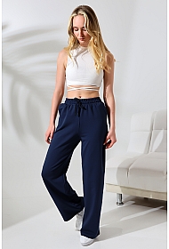 21655 KADIN FULL LYC PENYE KOMPAKT 2 İPLİK CEPLİGENİŞ  PAÇASI AÇIK PANTOLON 