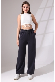 21655 KADIN FULL LYC PENYE KOMPAKT 2 İPLİK CEPLİGENİŞ  PAÇASI AÇIK PANTOLON 