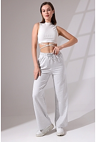 21655 KADIN FULL LYC PENYE KOMPAKT 2 İPLİK CEPLİGENİŞ  PAÇASI AÇIK PANTOLON 