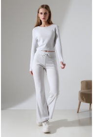 22133 KADIN PARMAK GEÇMELİ UZUN KOL TSHIRT VE ALT PANTOLON FULL LYC RİBANA TAKIM 