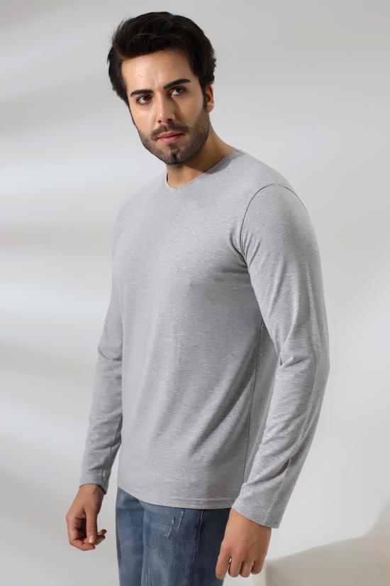19647 ERKEK REGULAR FİT UZUN KOL V YAKA TSHIRT