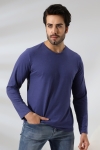 19647 ERKEK REGULAR FİT UZUN KOL V YAKA TSHIRT