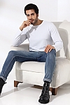21483 ERKEK REGULAR FİT UZUN KOL BİSİKLET YAKA TSHIRT