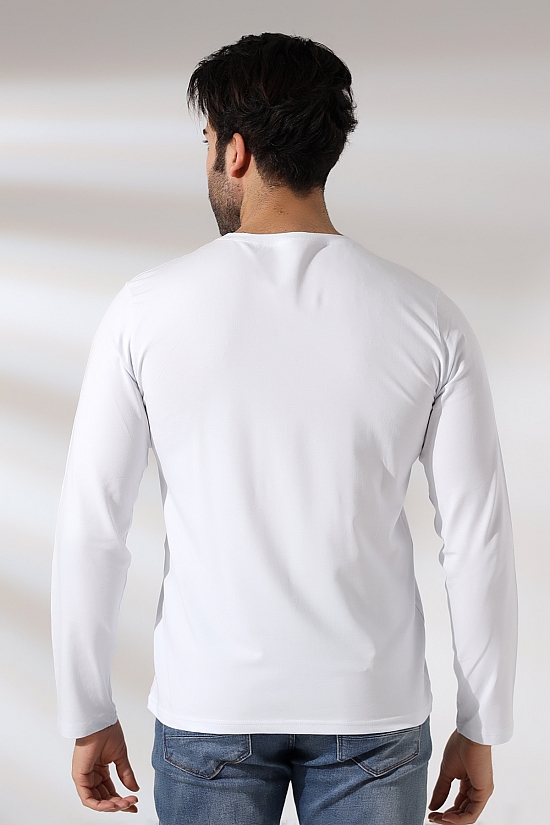 21483 ERKEK REGULAR FİT UZUN KOL BİSİKLET YAKA TSHIRT