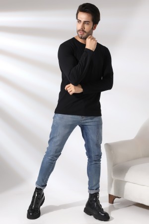 21483 ERKEK REGULAR FİT UZUN KOL BİSİKLET YAKA TSHIRT