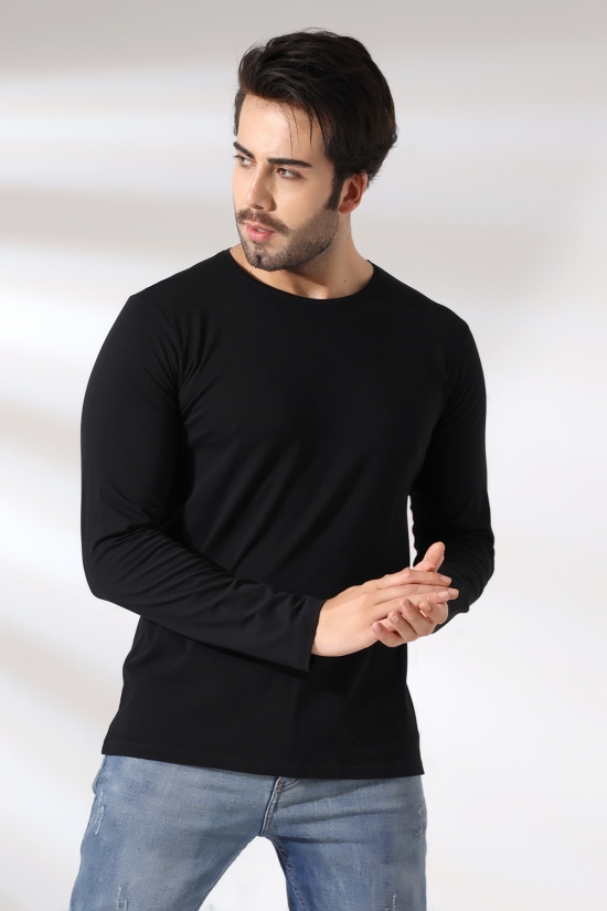 21483 ERKEK REGULAR FİT UZUN KOL BİSİKLET YAKA TSHIRT