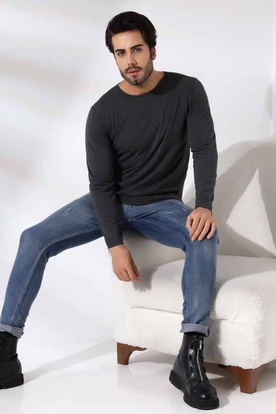 ERKEK REGULAR FİT UZUN KOL BİSİKLET YAKA TSHIRT