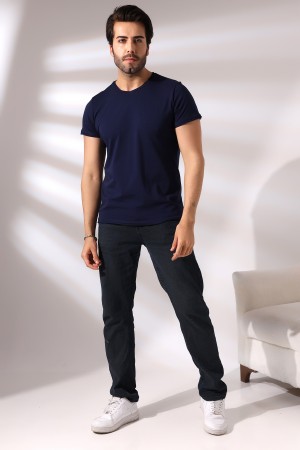 19954 ERKEK REGULAR FİT KISA KOL PİS DİKİMLİ V YAKA TSHIRT