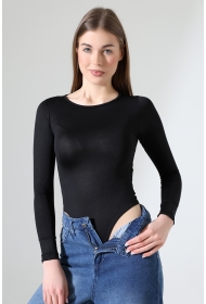 21941 KADIN FULL LYC MİKRO BİSİKLET YAKA UZUN KOL  ALTI KÜLOTLU VE ÇITÇITLI TSHIRT 