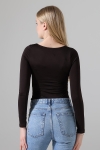 21940 KADIN FULL LYC MİKRO TULUM KARE YAKA UZUN KOL  ALTI KÜLOTLU VE ÇITÇITLI TSHIRT 