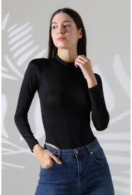 21942 KADIN FULL LYC MİKRO YARIM BALIKCI YAKA UZUN KOL  ALTI KÜLOTLU VE ÇITÇITLI TSHIRT 