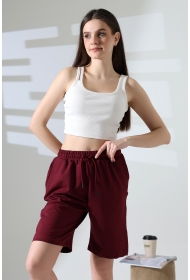 21823 KADIN LYC PENYE KOMPAKT 2 İPLİK CEPLİ UZUN ŞORT 