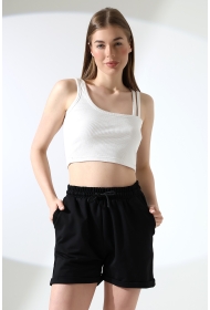 21822 KADIN LYC PENYE KOMPAKT 2 İPLİK CEPLİ PAÇASI KATLAMALI ŞORT 