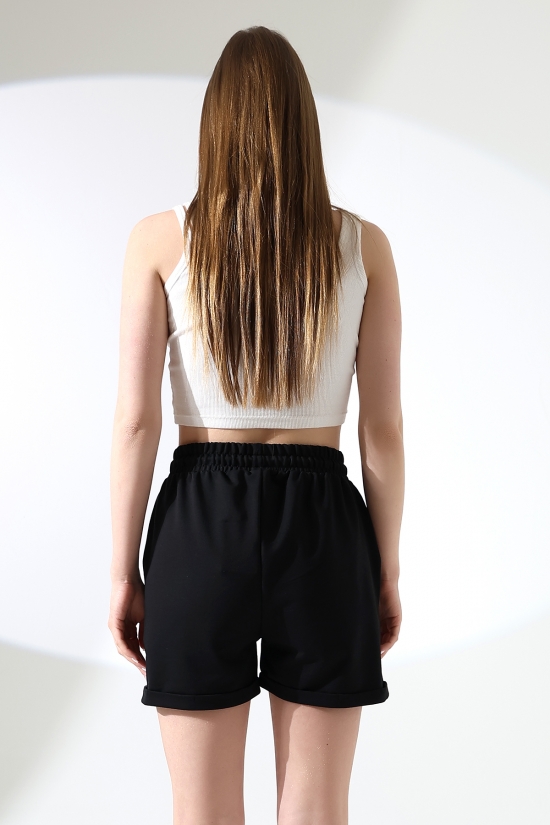 21822 KADIN LYC PENYE KOMPAKT 2 İPLİK CEPLİ PAÇASI KATLAMALI ŞORT 