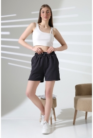 21822 KADIN LYC PENYE KOMPAKT 2 İPLİK CEPLİ PAÇASI KATLAMALI ŞORT 