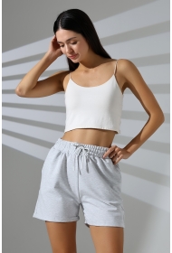 21822 KADIN LYC PENYE KOMPAKT 2 İPLİK CEPLİ PAÇASI KATLAMALI ŞORT 