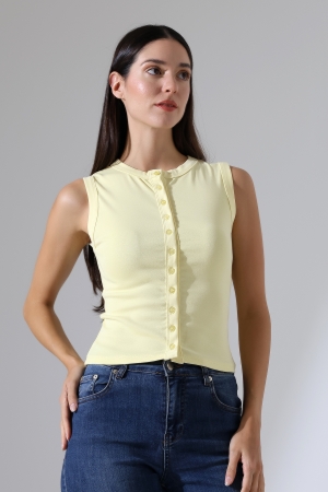 22077 KADIN FULL LYC RİB 10 DÜĞMELİ KOLSUZ YELEK 