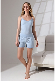 21676 KADIN  ATLET VE ŞORT PACASI DANTELLİ 7X4.MİKRO LYC KAŞG.ŞORTLU ATLET TAKIM 