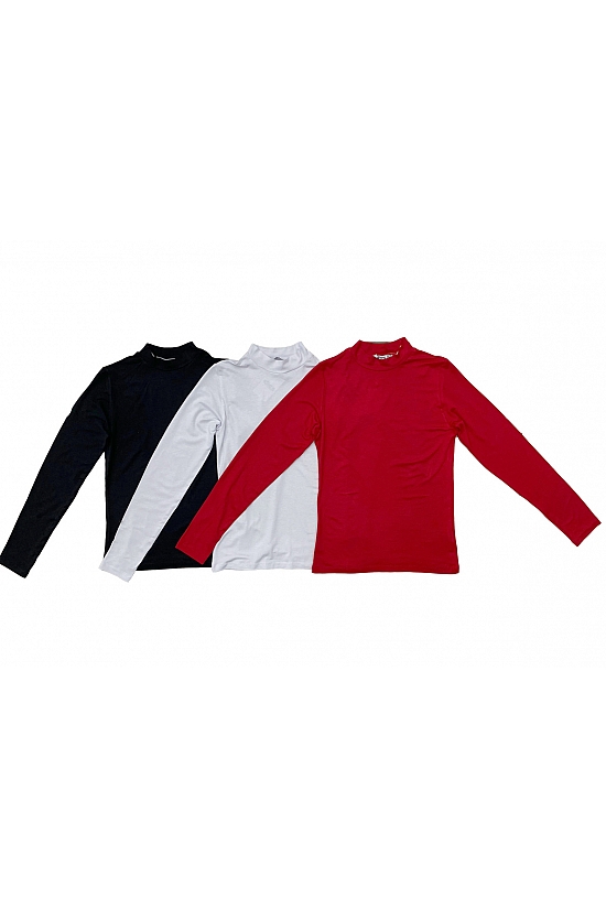 31756 - 3LÜ PAKET KADIN YARIM BALIKÇI UZUN KOLU PARMAK GEÇMELİ  BLUZ 