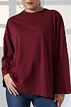 22139 KADIN UZUN KOLAĞZI GENİŞ SALAŞ OVERSİZE PAMUKLU BLUZ 