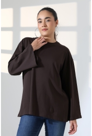 22139 KADIN UZUN KOLAĞZI GENİŞ SALAŞ OVERSİZE PAMUKLU BLUZ 