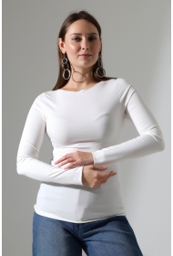 22199 KADIN OVERLOK KAYIK YAKA UZUN KOL UÇLARI VE ETEĞİ OVERLOKLU FULL LYC VİSKON BLUZ 