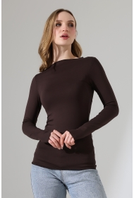 22199 KADIN OVERLOK KAYIK YAKA UZUN KOL UÇLARI VE ETEĞİ OVERLOKLU FULL LYC VİSKON BLUZ 