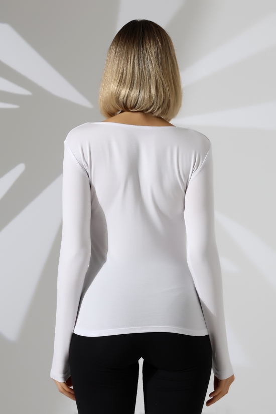 22132  KADIN  TULUM V YAKA FULL LYC VORTVİSK  UZUN KOL   BLUZ 