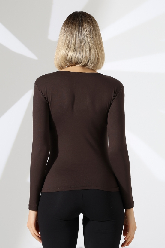 22132  KADIN  TULUM V YAKA FULL LYC VORTVİSK  UZUN KOL   BLUZ 