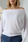 22153 KADIN OMUZ DÜŞÜMLU ASMTRK UZUN KOLU BEDENDE VE PARÇALI   BLUZ 