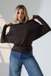 22153 KADIN OMUZ DÜŞÜMLU ASMTRK UZUN KOLU BEDENDE VE PARÇALI   BLUZ 