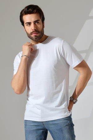 21751  ERKEK BASİC COMFOFRT FİT  KISA KOL BİSİKLET YAKA PAMUKLU TSHIRT 