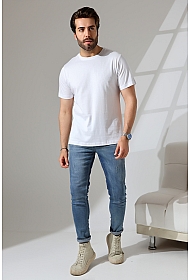 21751  ERKEK BASİC COMFOFRT FİT  KISA KOL BİSİKLET YAKA PAMUKLU TSHIRT 