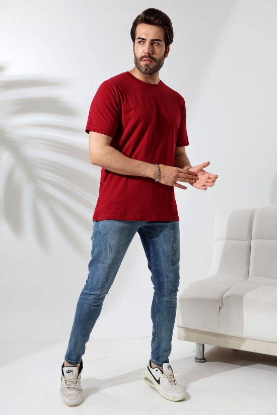 21751  ERKEK BASİC COMFOFRT FİT  KISA KOL BİSİKLET YAKA PAMUKLU TSHIRT 