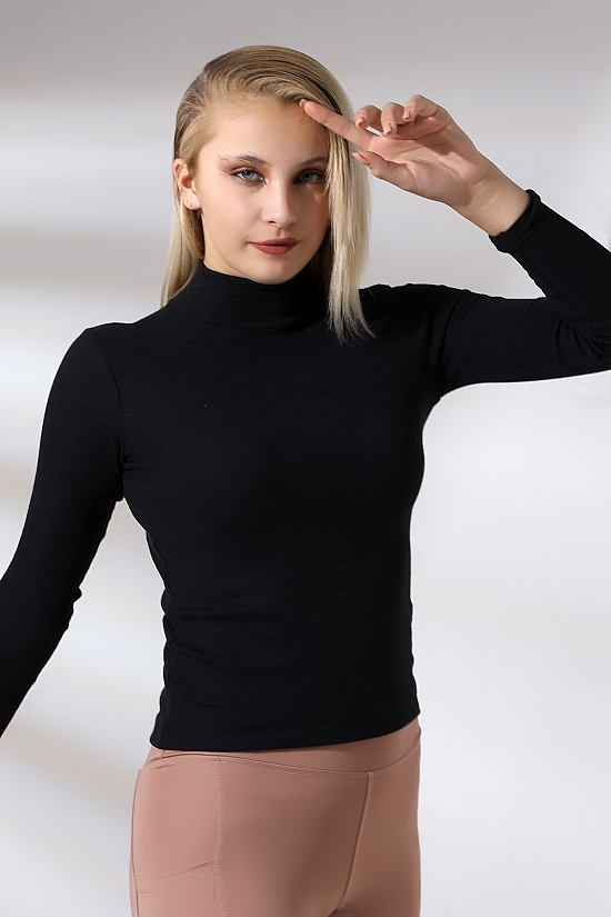 20535  BAYAN YARIM BALIKÇI UZUN KOL 2X2 LYC KAŞG0RSE TSHIRT 