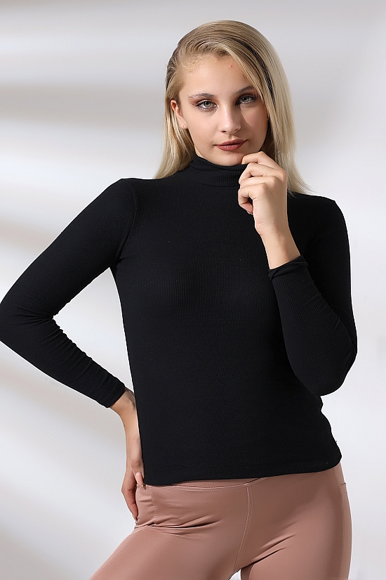 20535  BAYAN YARIM BALIKÇI UZUN KOL 2X2 LYC KAŞG0RSE TSHIRT 