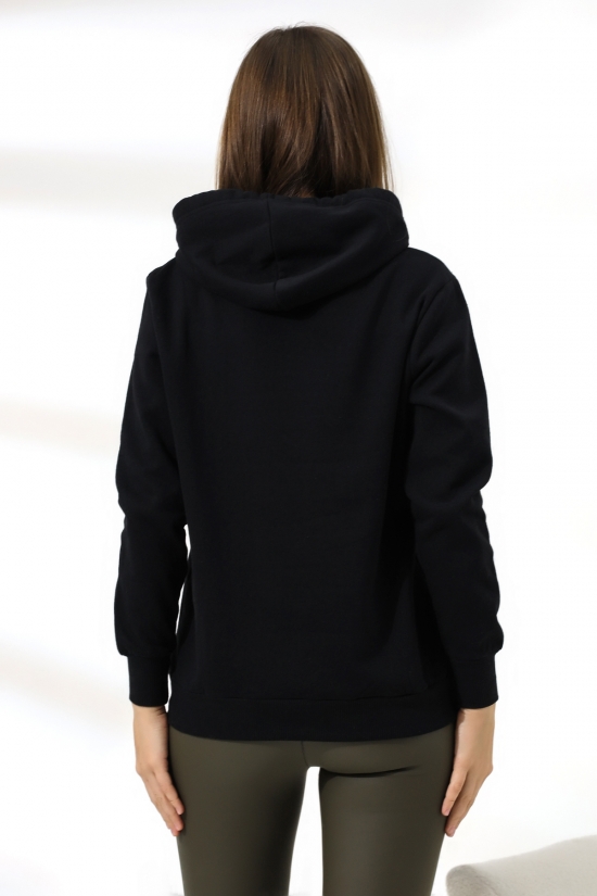 19491 KADIN DÜZ 2İP ŞARDONLU  KAPŞONLU SWETSHIRT