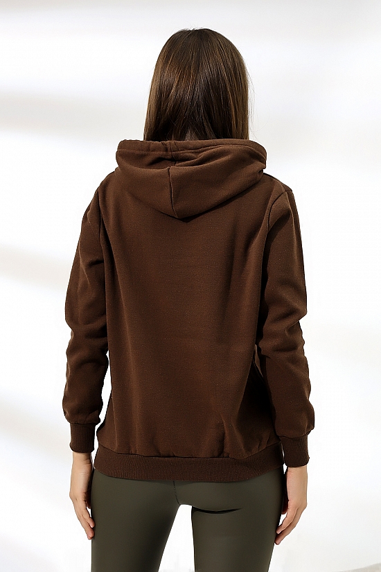 19491 BAYAN DÜZ 2İP ŞARDONLU  KAPŞONLU SWETSHIRT