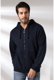 19195 ERKEK DÜZ 2İP ŞARD. KEMİK FERM. KAPŞONLU SWETSHIRT