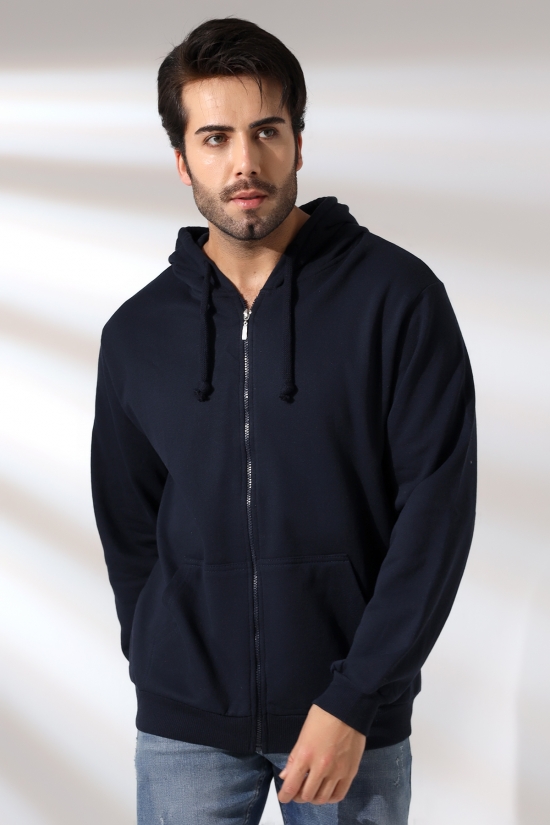 19195 ERKEK DÜZ 2İP ŞARD. KEMİK FERM. KAPŞONLU SWETSHIRT