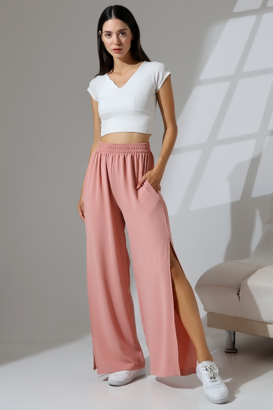 21143  BAYAN AYROBİN SALAŞ CEPLİUZUN PAÇA YANLARI AÇIK YIRTMAÇLI SALAŞ PANTOLON 