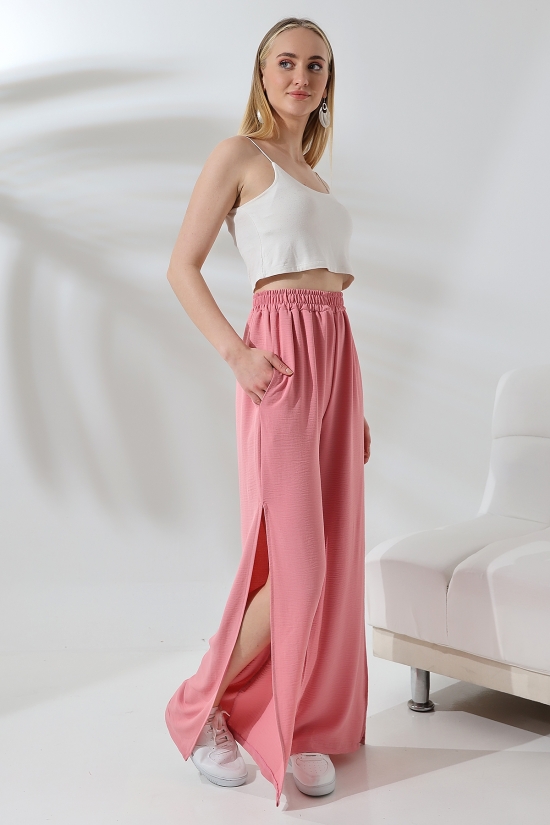 21143  BAYAN AYROBİN SALAŞ CEPLİUZUN PAÇA YANLARI AÇIK YIRTMAÇLI SALAŞ PANTOLON 