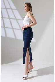 21921 KADIN FULL LYC VSKRİBANA TEK YIRTMAÇLI UZUN  ETEK 